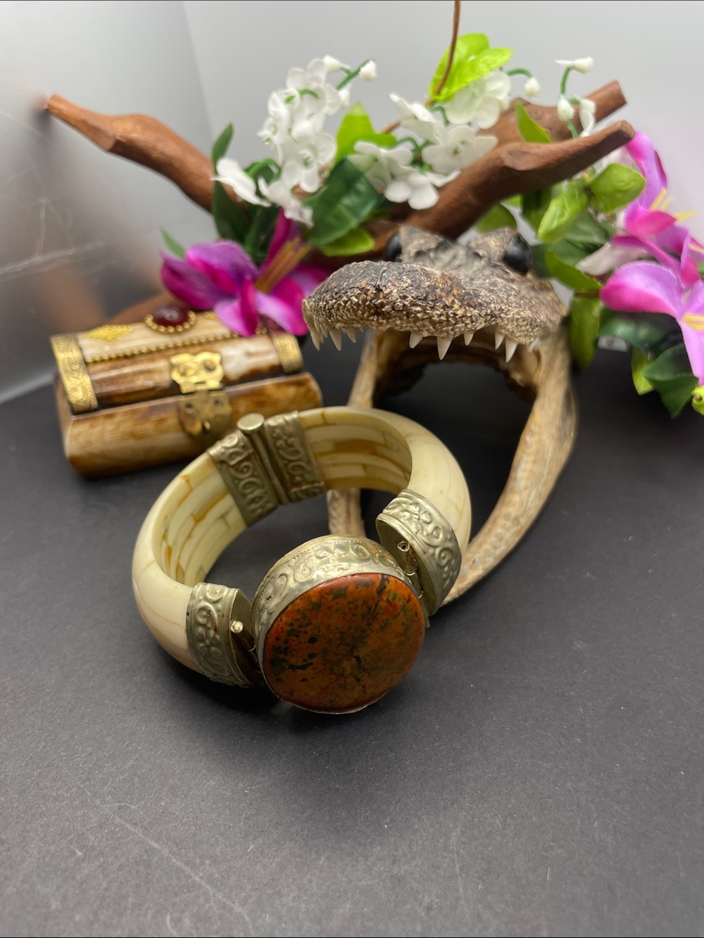 Bone and stone bangle vintage